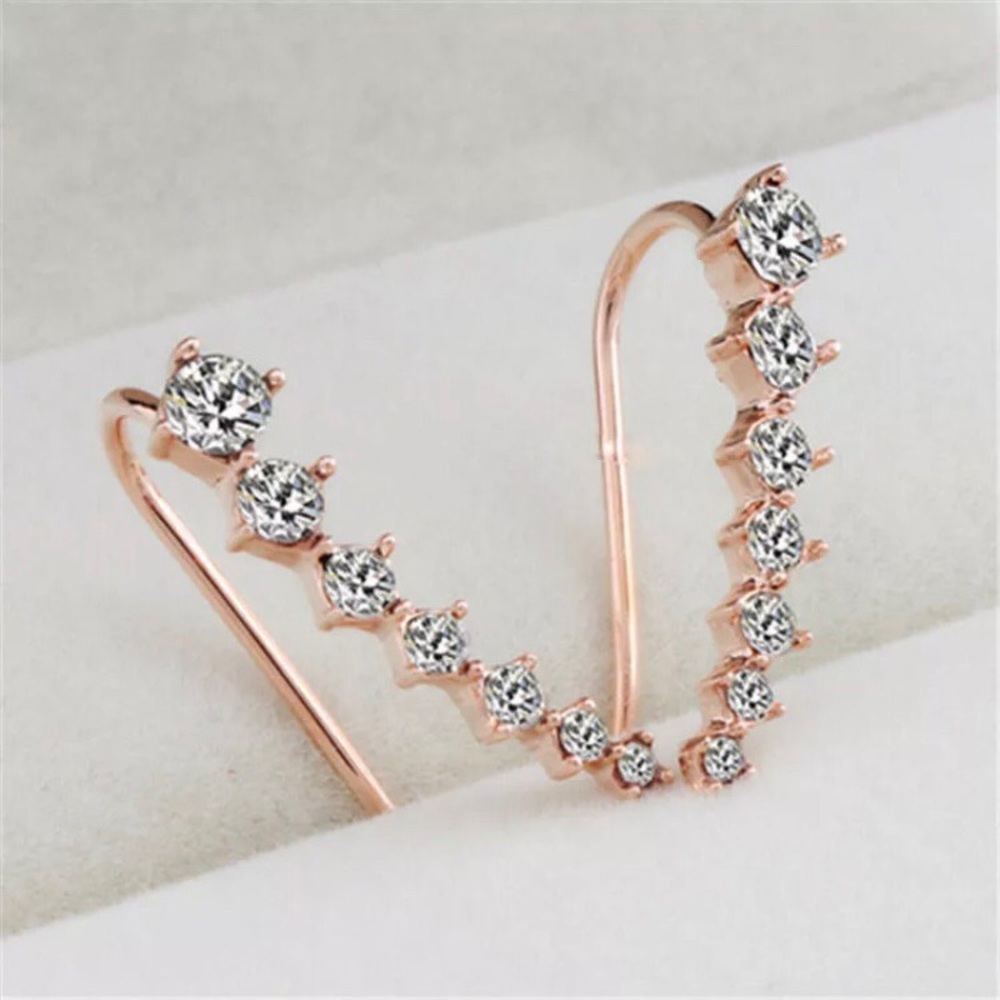 GORGEOUS!💎💙💎NEW! ROSE💗💛GOLD CLIMBER EARRINGS! - Picture 2 of 7
